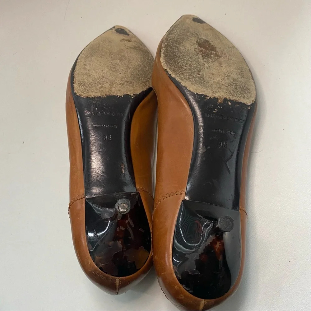 Vintage Burberry Brown Leather Low Heel Loafers - Picture 12 of 13